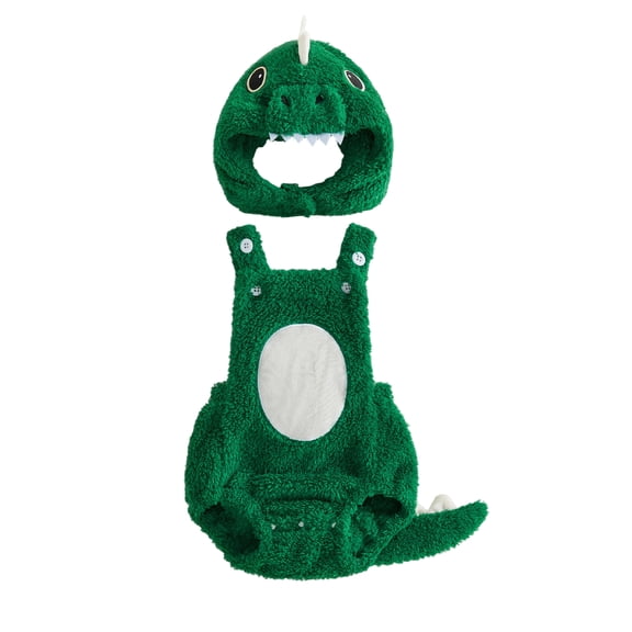 RUINIXCW Newborn Baby Halloween Dinosaur Costume Infant Baby Boy Girl Cosplay Outfit Spring Fall Winter Clothes Sleeveless Fuzzy Romper Hat Set Tail