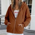 thumbnail image 2 of Gkeoshab Hoodie Women Solid Cotton Full Zip Up Oversized Hooded Sweatshirt Jacket Adjustable Drawstring Loose Long Sleeve Casual Outerwear With Convenient Side Pockets, 2 of 5