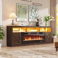 thumbnail image 4 of Fireplace TV Stand for 80/85/90 Inch TV with 50" Electric Fireplace, 82.7" Farmhouse Entertainment Center with LED Lights, Tall Media Console with Barn Door for Living Room, Bedroom, 4 of 5
