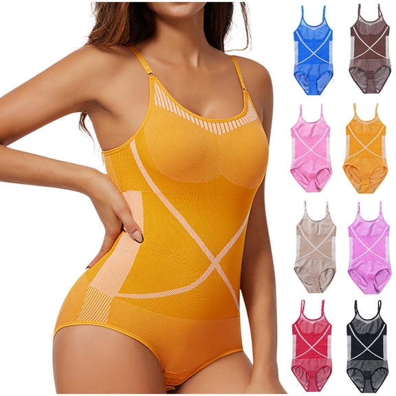 Bodysuits for Women Tummy Control Seamless Body Shaper Light Body Women's Adjustable Shoulder Strap Plus Size Tight Fitting Hip Lifting And Shaping Jumpsuit Coffee Xl