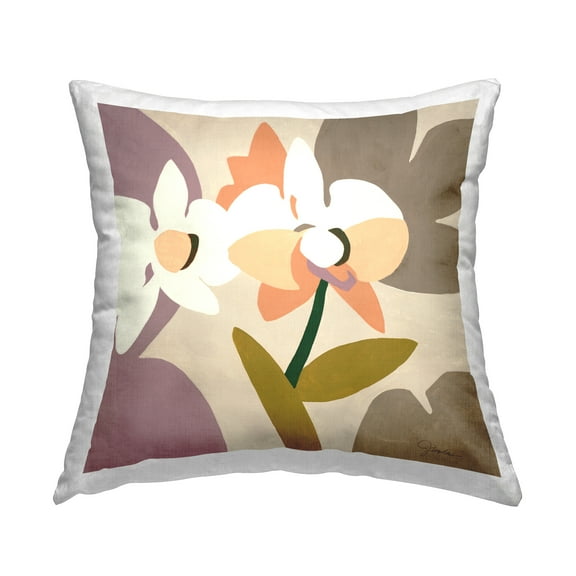 Stupell Industries Orange & Purple Orchids Square Decorative Printed Throw Pillow, 18 x 18