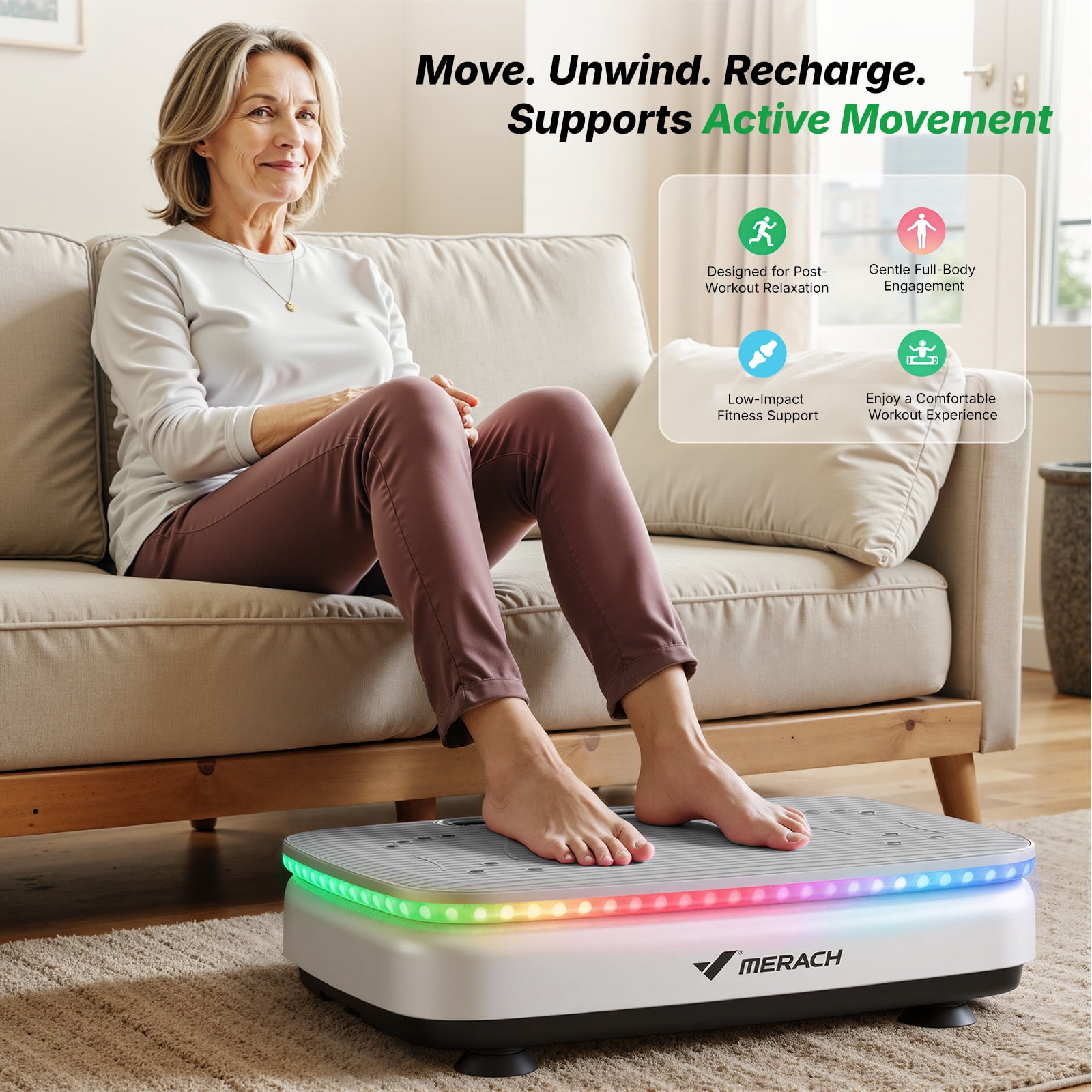 MERACH Vibration Plate Exercise Machine, 330lb Capacity, Bluetooth, Whole Body Workout Fitness Platform, Gift