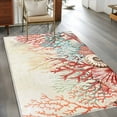 thumbnail image 2 of Red Coral Coastal Area Rugs 3'x5', Small Throw Rugs for Living Room Bedroom, Summer Beach Ocean Shells Starfish Turtle Indoor Outdoor Rug Non-Slip Low Pile Carpet Runner Reversible Floor Mats, 2 of 8