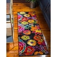 thumbnail image 2 of Unique Loom Lyon Floral Garden Area Rug 2' 7 x 10' Runner Black/Yellow, 2 of 10