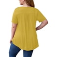thumbnail image 3 of Femmes Mode Dentelle Solide Épissage Col Rond Manches Courtes T-Shirt Blouse Tops T-Shirt pour les Femmes, 3 of 4