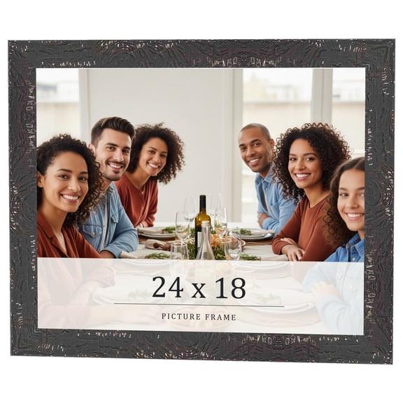 24x18 Frame Black Solid Wood Picture Frame Width 1.125 Inches | Interior Frame Depth 0.5 Inches |