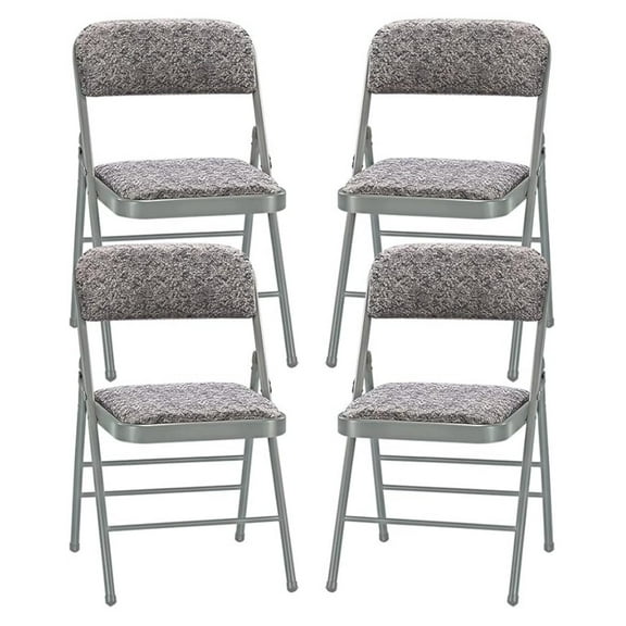 4-Pack Padded Folding Chairs with Cushion Comfortable Metal Folding Party Chair with Steel Frame for Indoor & Outdoor Use, for Home Events, Office, Party and Weddings (Fabric Gray (4-Pack))