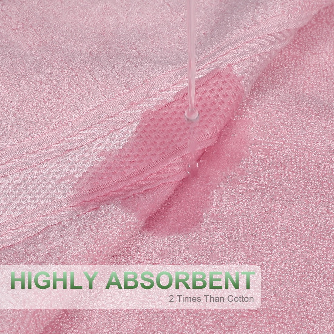 PiccoCasa Absorbent Bamboo Cotton Bath Towels 2pcs 27x54 inch, Pink