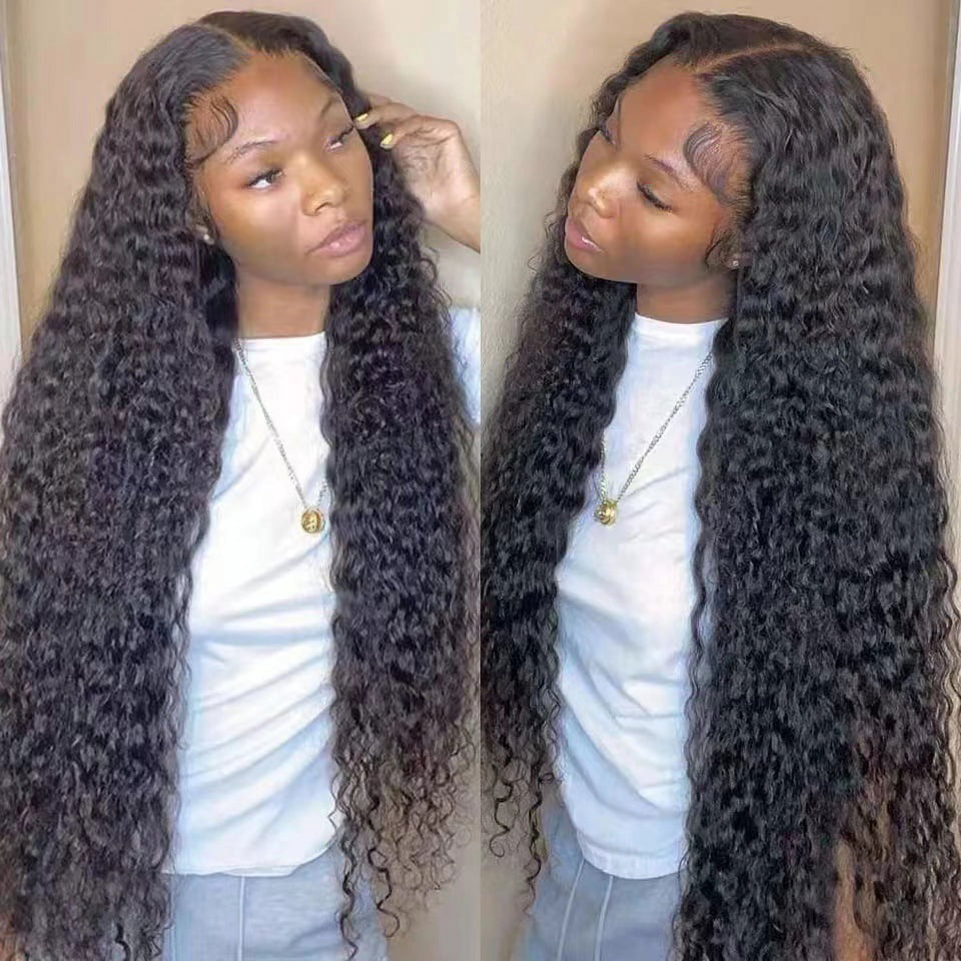 DOPI Wig Front Wig Human Hair lace Combed Hair Density Brazilian Black Women Wig Gift Black 180 Density 28In（ No Fading, No Smell, No Knots）