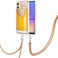 thumbnail image 2 of for Samsung Galaxy A05 Crossbody Strap Phone Case, Anti-Fall Pattern Clear Design Transparent Soft & Flexible TPU Drop and Shockproof Protective Cover with Adjustable Nylon Neck Strap, Draft Beer, 2 of 7