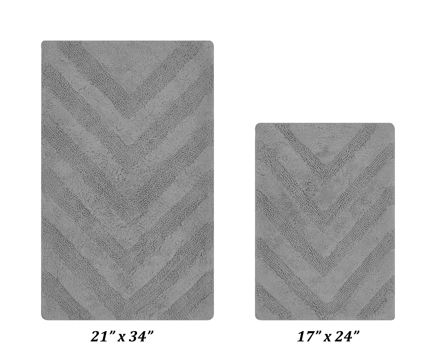 Better Trends 2 Piece Bathroom Rug Set 100% Cotton Extra Soft Tufted Bath Rug Water Absorbent Non-Slip Bath Mat Machine Washable (Gray) Hugo Collection