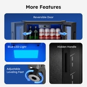 Simzlife 130 Can Beverage Refrigerator with Glass Door for Home, 17.3 in D, 31.3 in H, Black