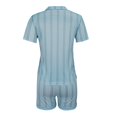 thumbnail image 4 of MVRLSH Pajamas for Women Set Korean Style Striped Contrast Color Single Breasted Turn Down Collar Sleeping Short Sleeves Night Clothes Cute Pajamas, 4 of 8