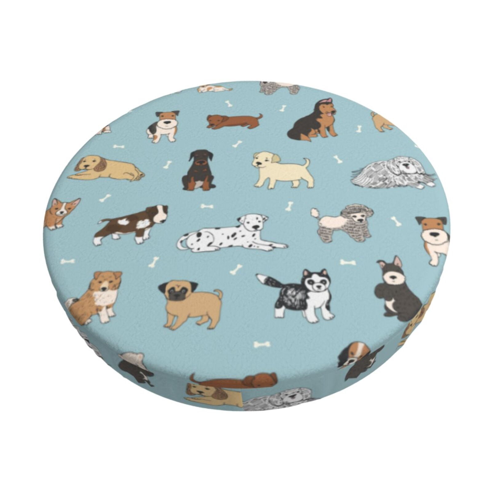 Easygdp Dog Pets Print Easy To Install Bar Stool Covers&Stool Covers Round&Elastic Stool Cover, Barstool Covers,Washable&Bottom With Elastic Edge-12 inch