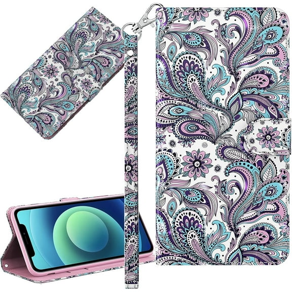 for Samsung Galaxy S22 5G Wallet Cute Case,3D Stylish Color Painting PU Leather [Wrist Strap] [Card/Cash Slots] Stand Feature Flip Cases Cover for Samsung Galaxy S22 5G Peacock Flower