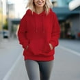 thumbnail image 4 of Women's 330g 100% Cotton  Casual Hoodie Long Sleeve Solid Color Pullover With Pockets, 4 of 15