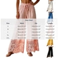 thumbnail image 3 of Edvintorg Flowy Pants for Women Fashion Lace Elastic Waisted Lightweight Loose Wide Leg Casual Trouser with Drawstring Women's Clothes Pink XXL, 3 of 5