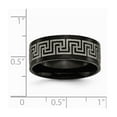 thumbnail image 2 of Black Titanium Greek Key Laser Etched 8mm Brushed and Polished Band Ring - Size 13, 2 of 2