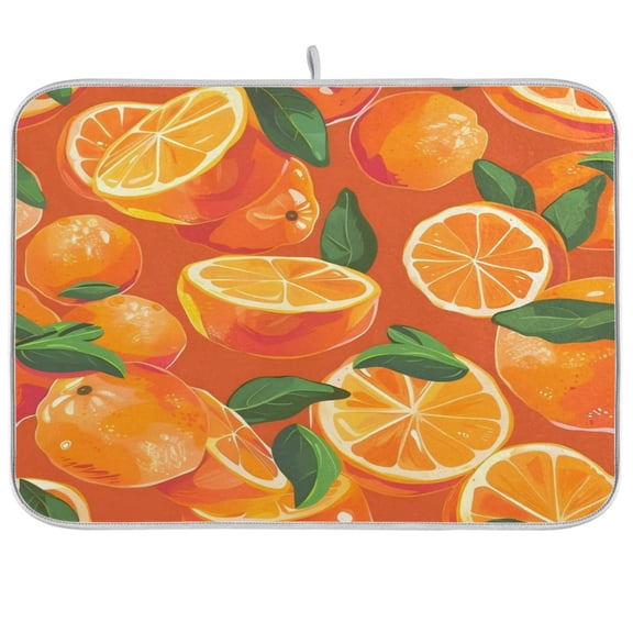 Kitchen Drying Mat 16x18In Drying Dish Mat Dish Drying Mats Kitchen Countertop Multi-Function Drain Drying Mat Kitchen Table Mandarin Orange