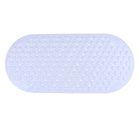 REGALWOVEN Bathtub Mat Non-Slip with Strong Suction Cups and Drain Holes for Extra Large Oval Tubs, Machine Washable PVC Bath Mat White 35" x 16"