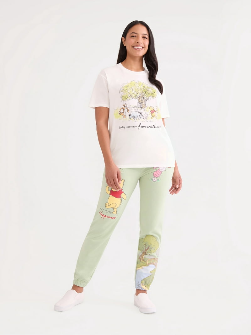 pooh Winnie the Pooh Women's Quarter Zip Print Fleece Sweatshirt, Sizes