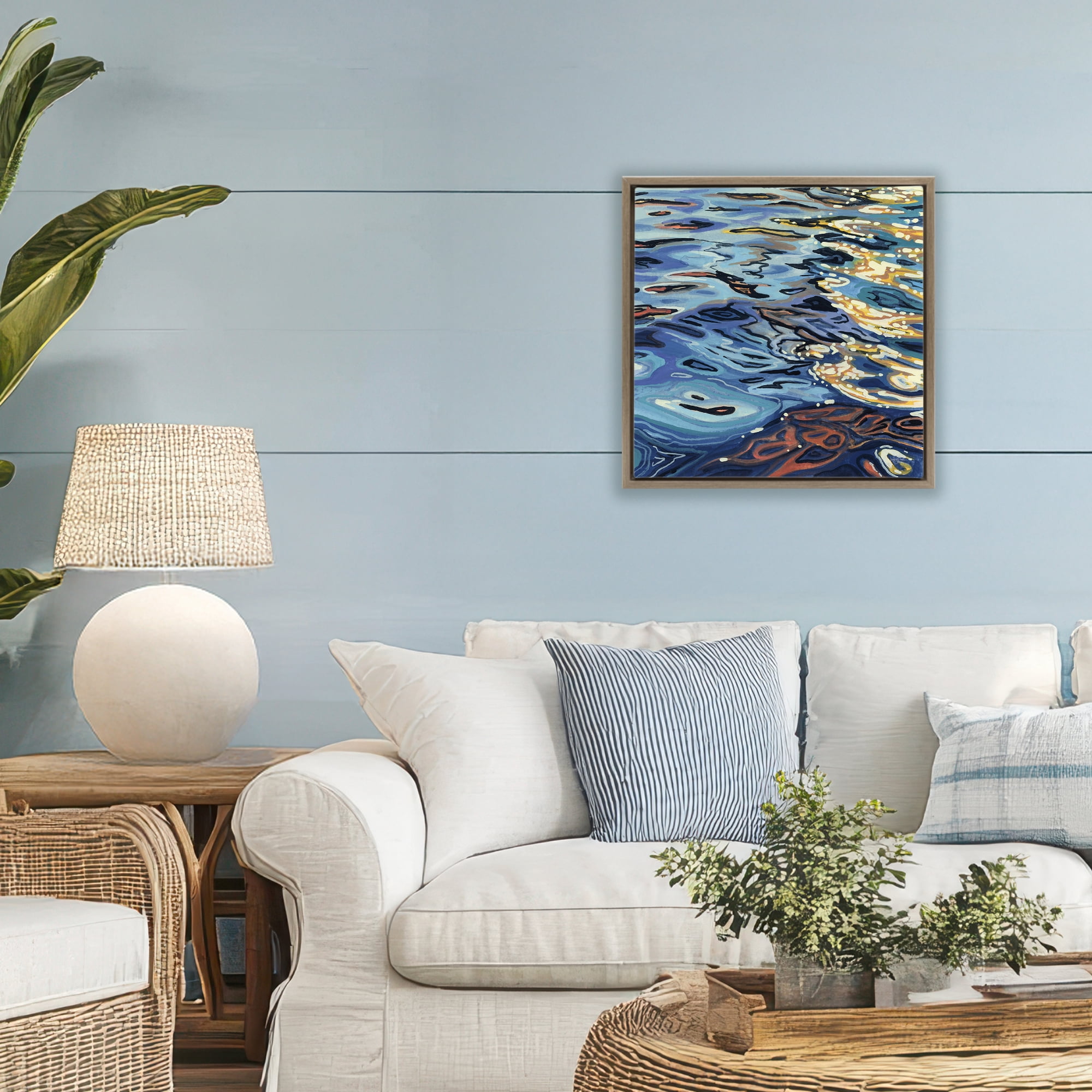 Stupell Industries Sunrise on Rippling Water Brown Framed Floater Canvas Wall Art, design by Kate Jarvik Birch