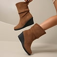 thumbnail image 5 of SEMPAI Christmas Deals Women's Solid Color Wedge Heel Comfortable Casual Shoes Brown US Size:7.5, 5 of 7