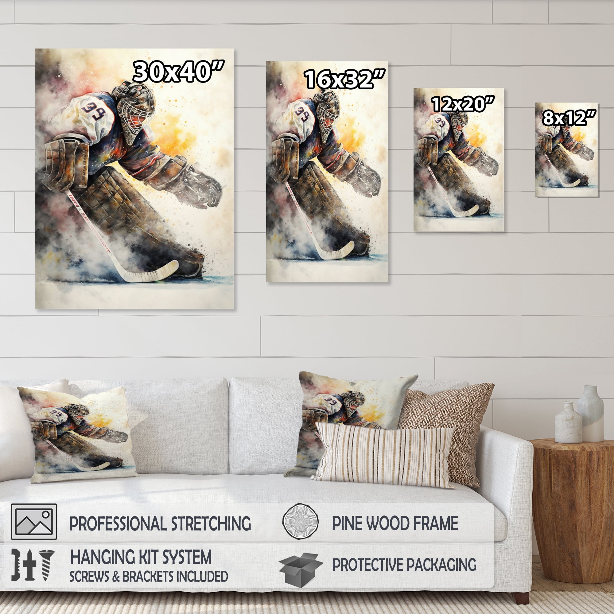 Designart Hockey Goalie During Game VII Canvas Wall Art