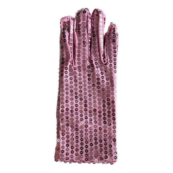 Zhuge Guantes de lentejuelas, guantes de cosplay, guantes de vestir, guantes de disfraz para adultos, color rosa