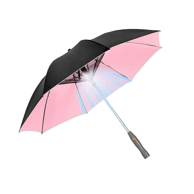 Transemion Sun Parasol | Waterproof And Durable | Electric Fan Included Comes With Electric Fan | Replaceable pink