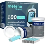 Metene Blood Glucose Test Strips, metene TD-4116 Test Strips for Diabetes, 100 Count, Use with metene TD-4116 Blood Glucose Monitor Only