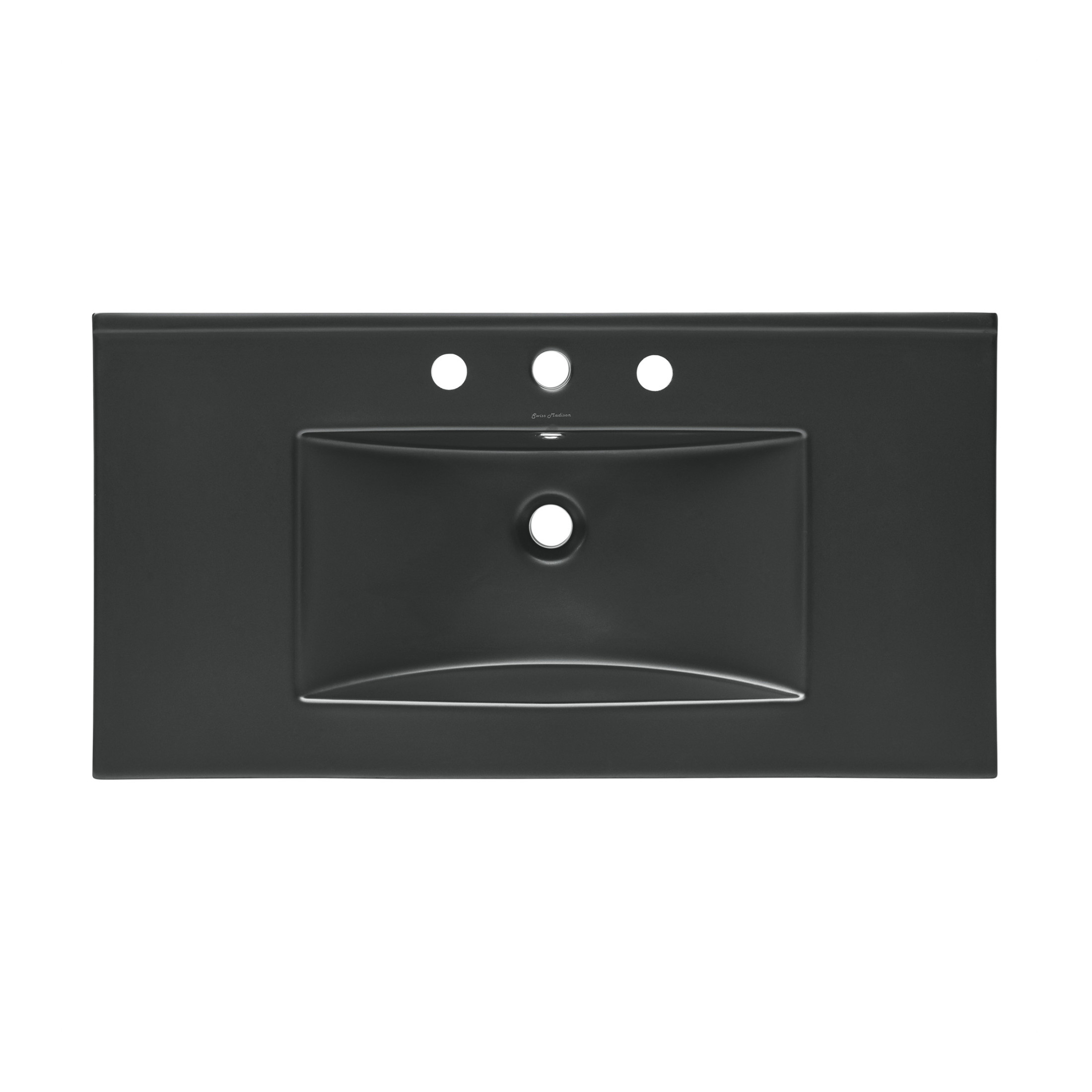 36" Ceramic Vanity Top with Three Faucet Holes in Matte Black