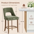 thumbnail image 2 of Bar Stools Set of 4, Upholstered Counter Height Bar Stools, Modern Counter Stools with Wood Legs for Kitchen Island Dining Room Bar, Green, 2 of 8