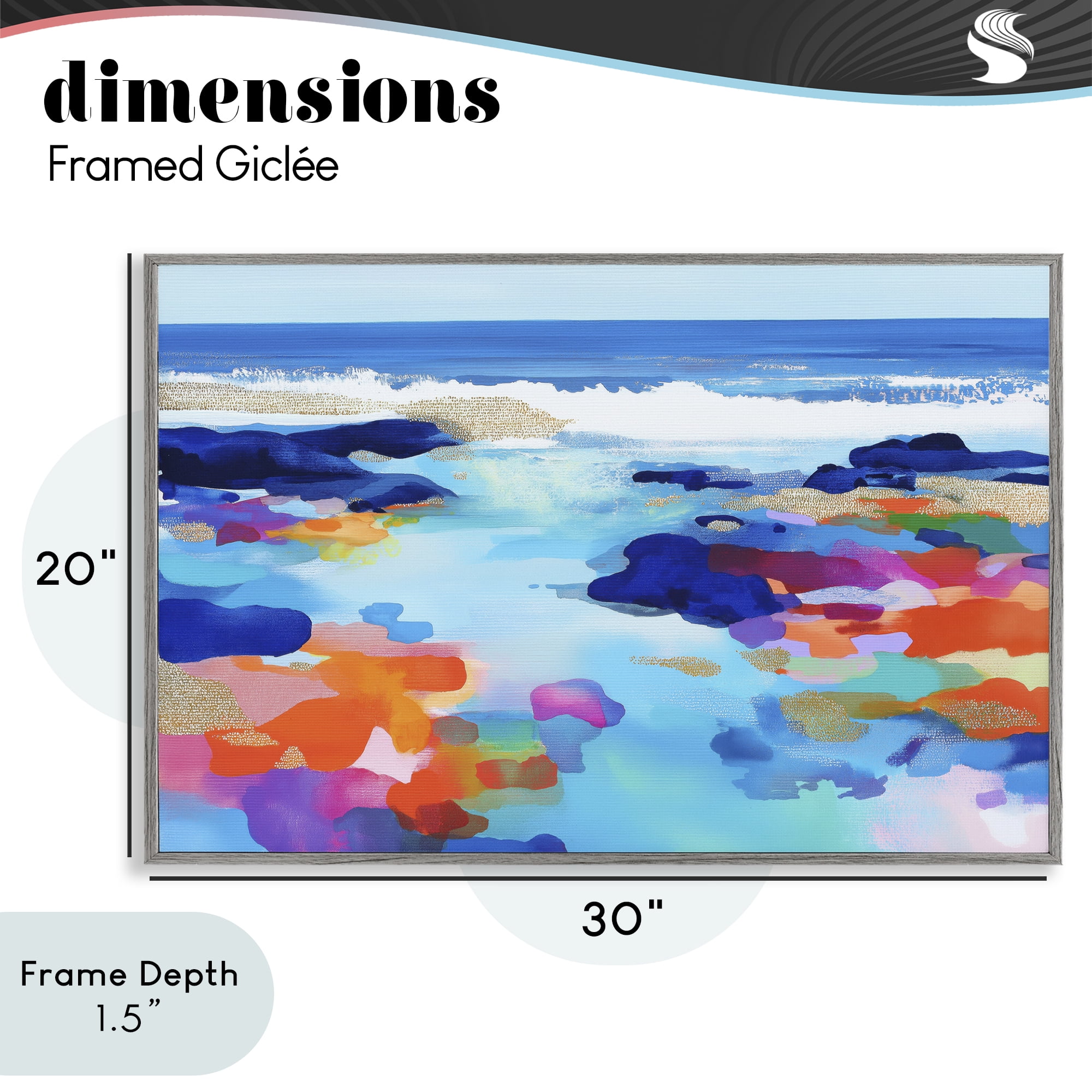 Stupell Industries Coastal Pools Overlay Abstraction Gray Framed Giclee Art, design by Chromatic Storm Studio