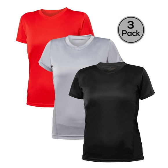Blank Activewear Pack de 3 T-Shirts pour Femmes, Tissu à Séchage Rapide Performant