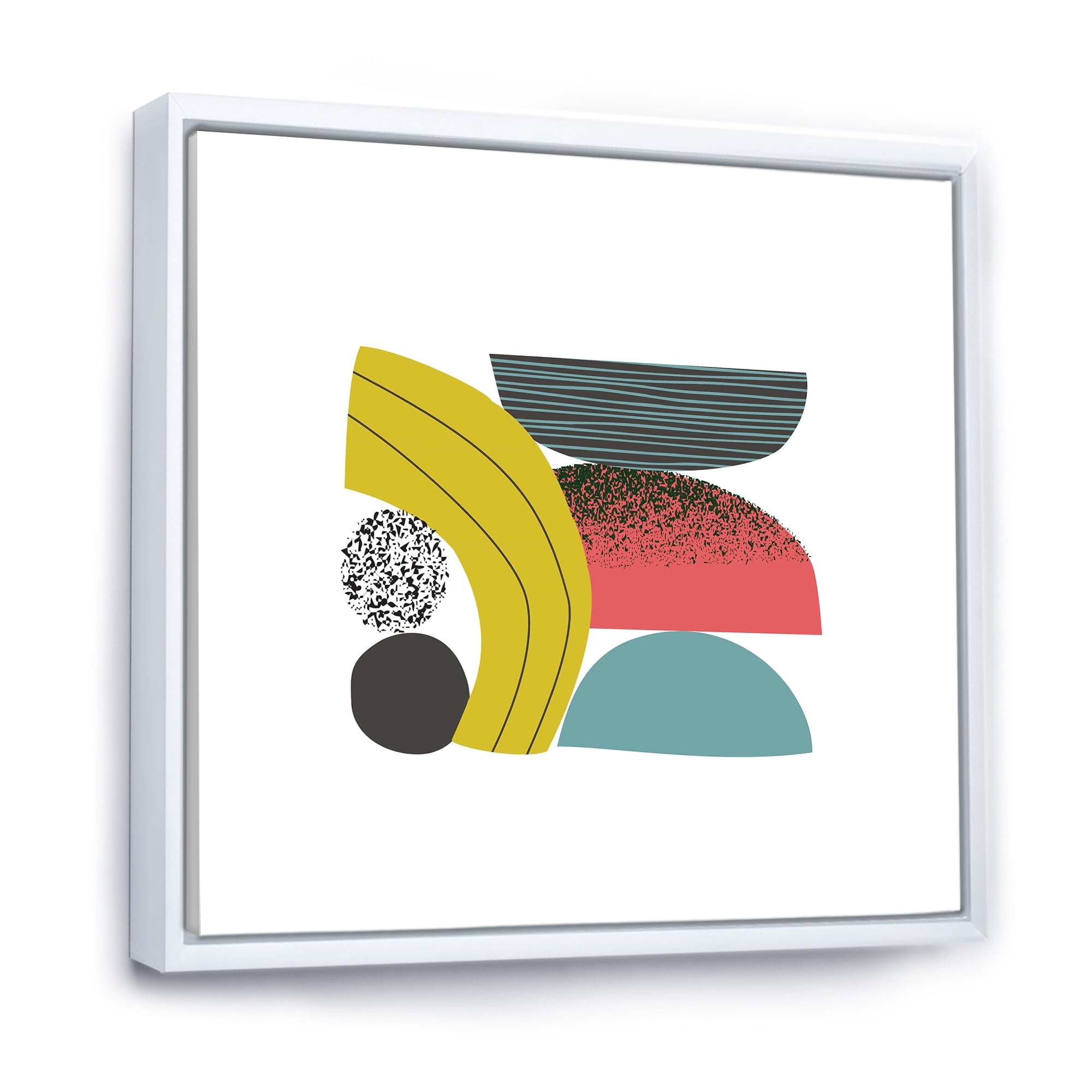 Designart 'Abstract Colorful Geometric Art Collage II' Modern Framed Canvas Wall Art Print