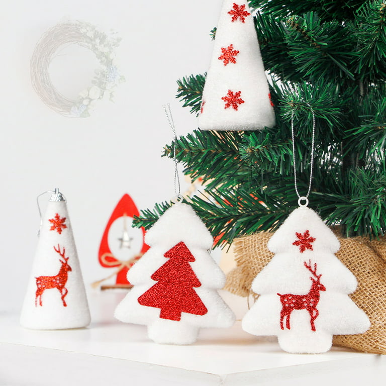 3Pcs Tree Shape Christmas Pendant Pile Coating Polystyrene Styrofoam  Holiday Gift Festival Ornaments Home Decor 