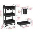 thumbnail image 2 of Carrito utilitario JIUYOTREE de 3 niveles de plástico enrollable negro, 2 of 7
