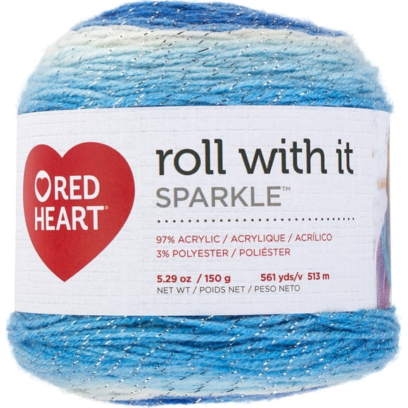 Red Heart® Roll With It Sparkle™ Yarn, Acrylic #4 Medium, 5.3oz/150g, 561 Yards
