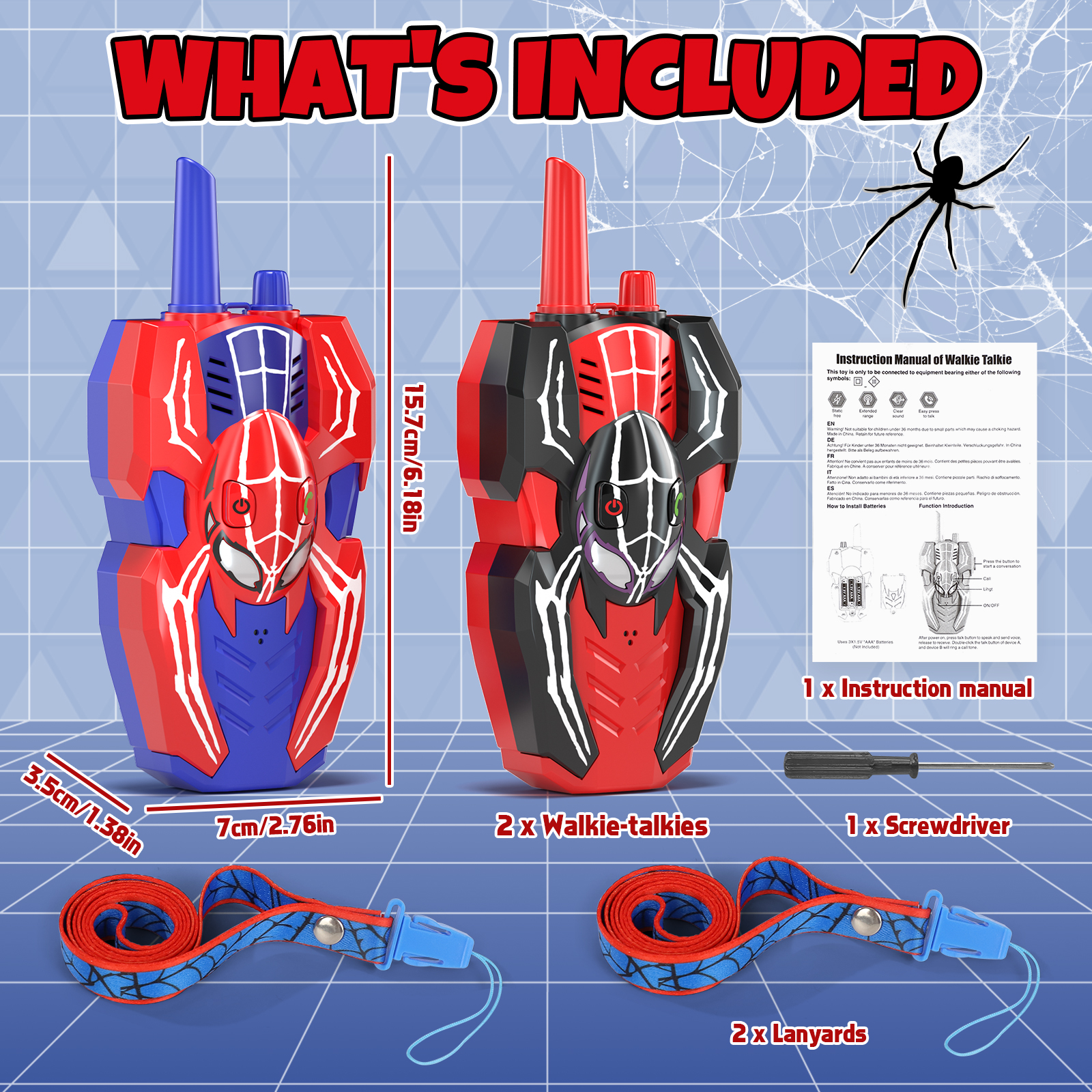 KWANITHINK Spider Kids Walkie Talkies 2-Pack photo 7