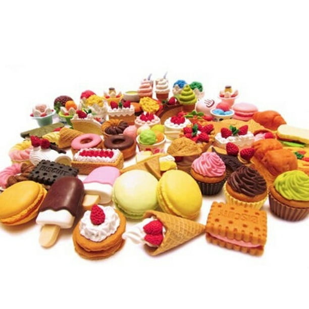 4PCS Novelty Funny Food Rubber Pencil Eraser Set Stationery Children