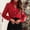 Red, variant on Aueoeo Women'S V-Neck T-Shirt Long Sleeve Trendy Shirt Press Drill Modern Fits Blouse With Rhinestone Buttons Black L