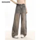 thumbnail image 3 of Pantalones vaqueros rectos estilo hip hop de cintura alta estilo retro americano para mujer, otoño 2023, estilo informal, estilo urbano grunge Y2K, 3 of 6