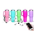 thumbnail image 3 of 2 Pack 40 oz Pink and Lliac Tumbler with Handle, Straw & Detachable Bluetooth Speaker, Stainless Steel Insulated Travel Mug, Large Capacity Cup for Car, Gym, Gifts for Women, 3 of 6