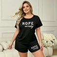 thumbnail image 2 of Eternatastic Plus Size Women's 2 Piece Pajama Set Short Sleeve Crew Neck Casual Loungewear Sleepwear Outfits 3XL Black, 2 of 8