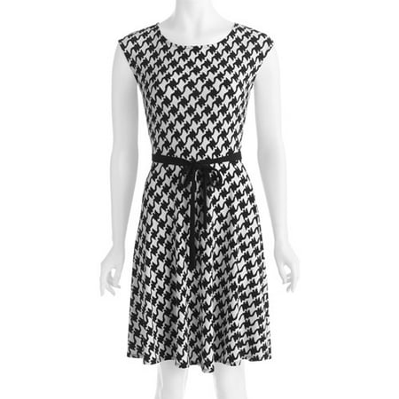 George Easy Wear Collection Women's Plus-Size Belted Houndstooth Dress ...