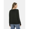 thumbnail image 3 of Time and Tru Women’s Fine Gauge Pullover Sweater, Lightweight, Sizes XS-XXXL, 3 of 5