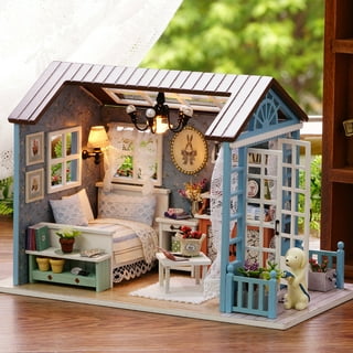 JTWEEN DIY Miniature House Kit,Tiny House kit with Furniture