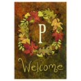 thumbnail image 1 of Toland Home Garden Fall Wreath Monogram P 28 x 40 Inch Decorative Autumn Leaves Welcome Initial House Flag, 1 of 1