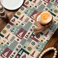 thumbnail image 5 of Nautical Sailboat Table Runner, Anchor Star Navy Striped Shell Plaid Cotton Linen Kitchen Table Decoration Washable Dining Tabletop Runners for Home Party Decor 13x48 Inches, 5 of 9